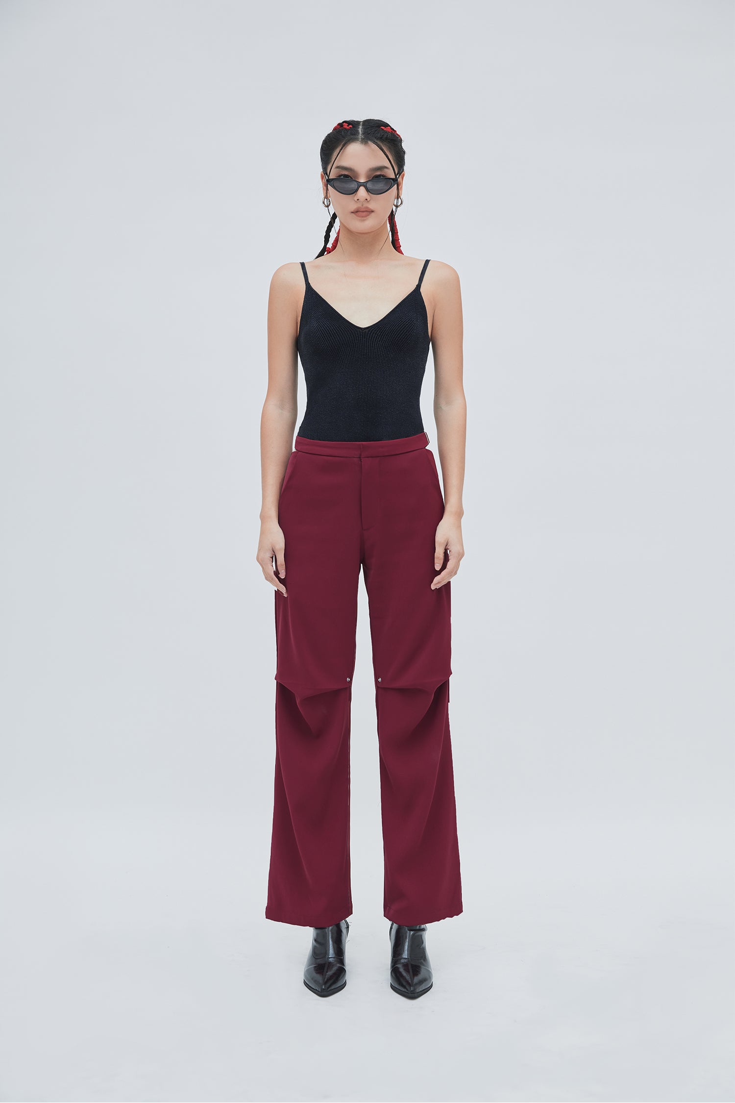 CUT OUT PANTS (DEEP RED)