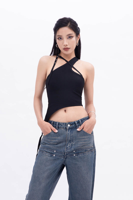 BELLA CROSS TOP (BLACK)