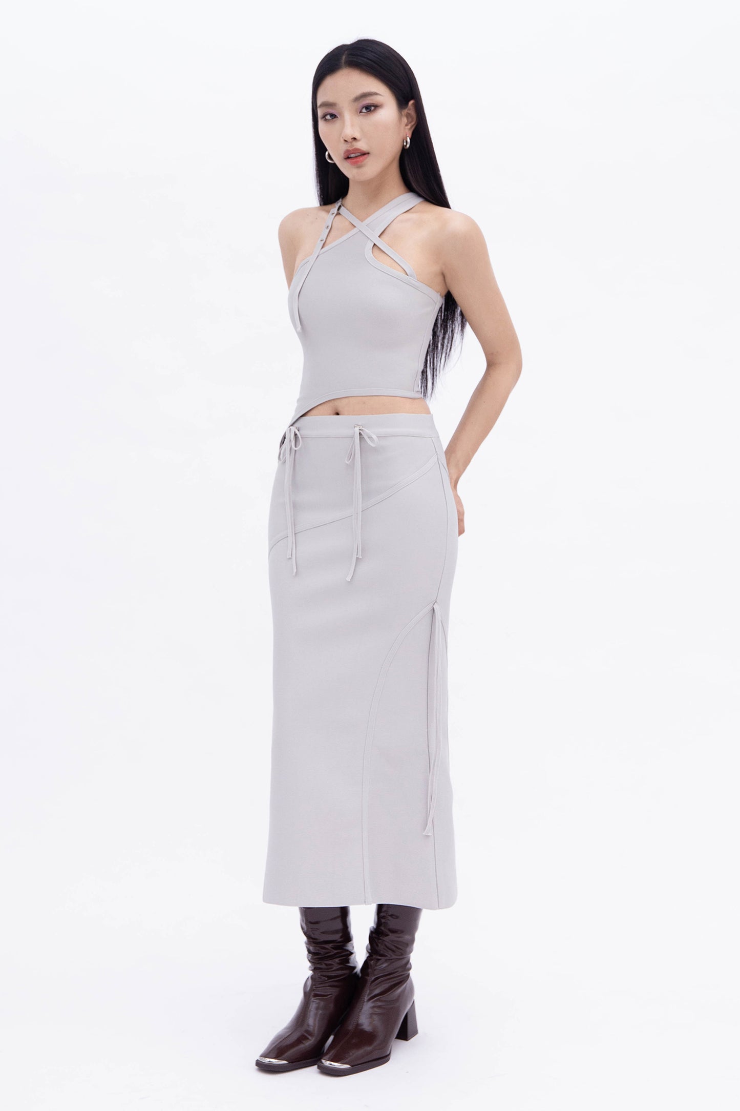 BELLA CROSS TOP (PALE GREY)