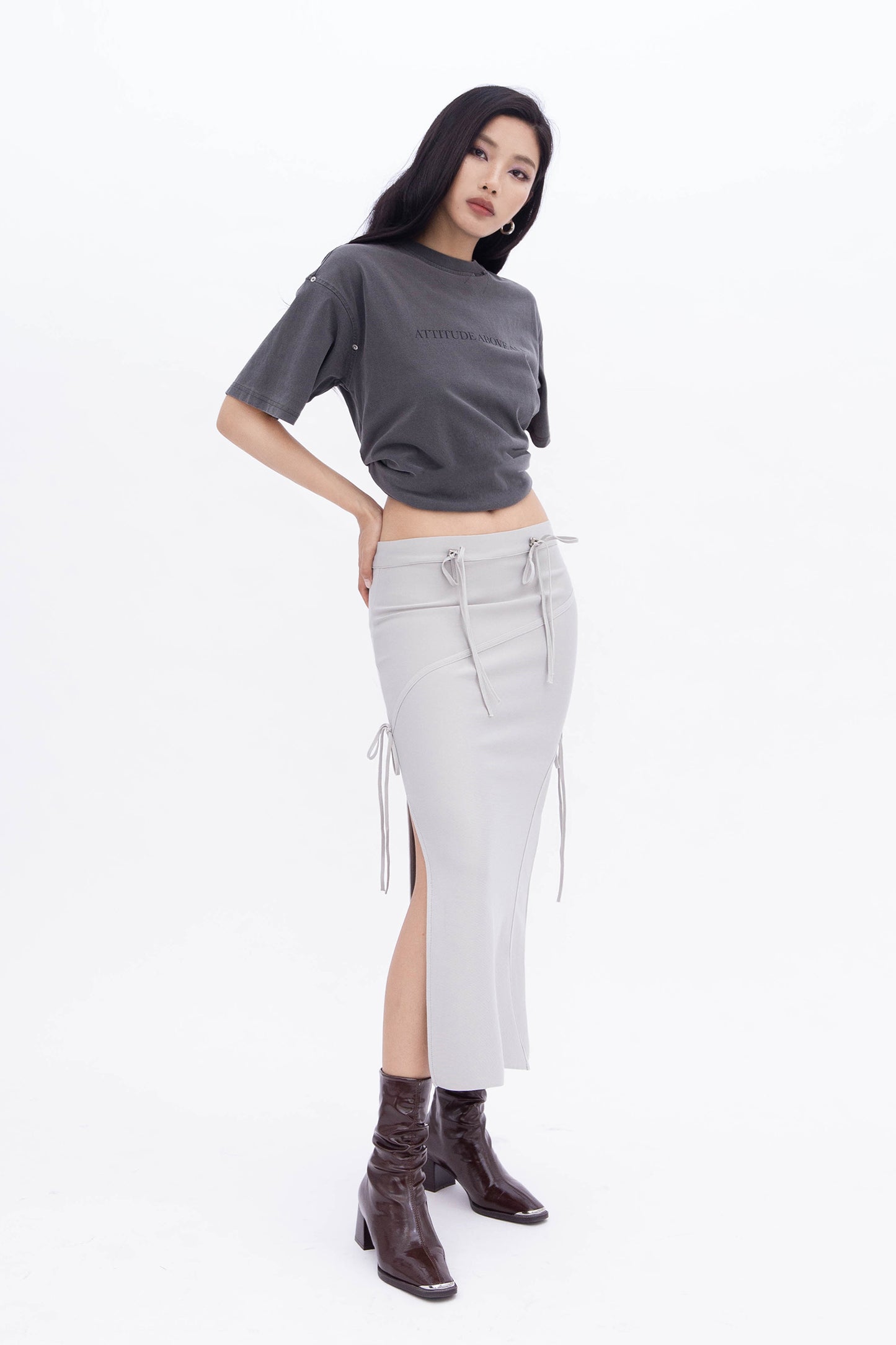 BEA RIBBON SKIRT (PALE GREY)