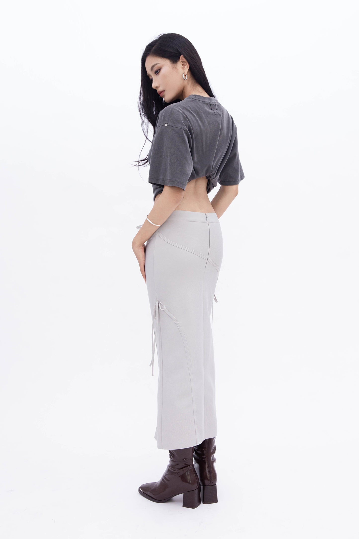 BEA RIBBON SKIRT (PALE GREY)