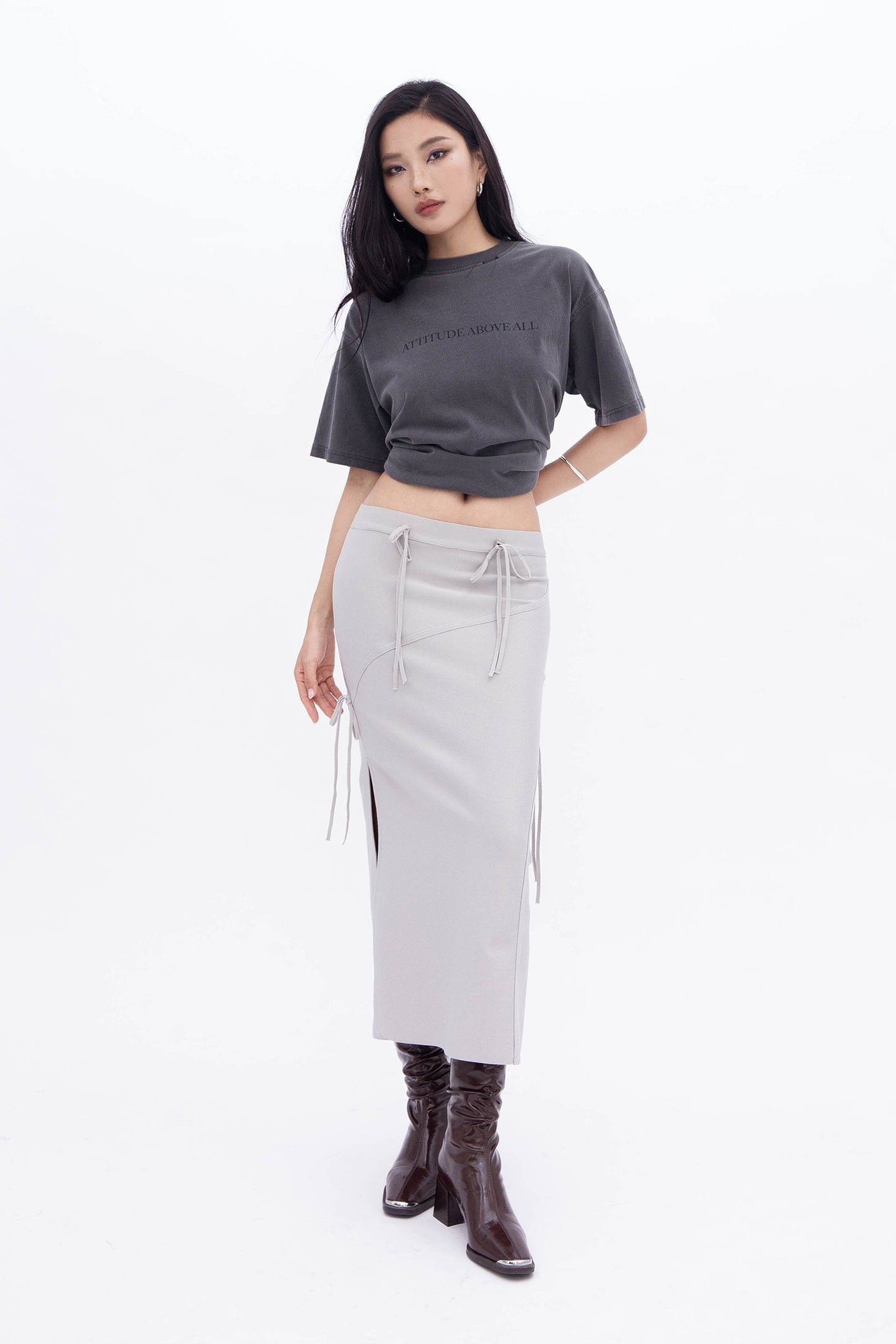 BEA RIBBON SKIRT (PALE GREY)