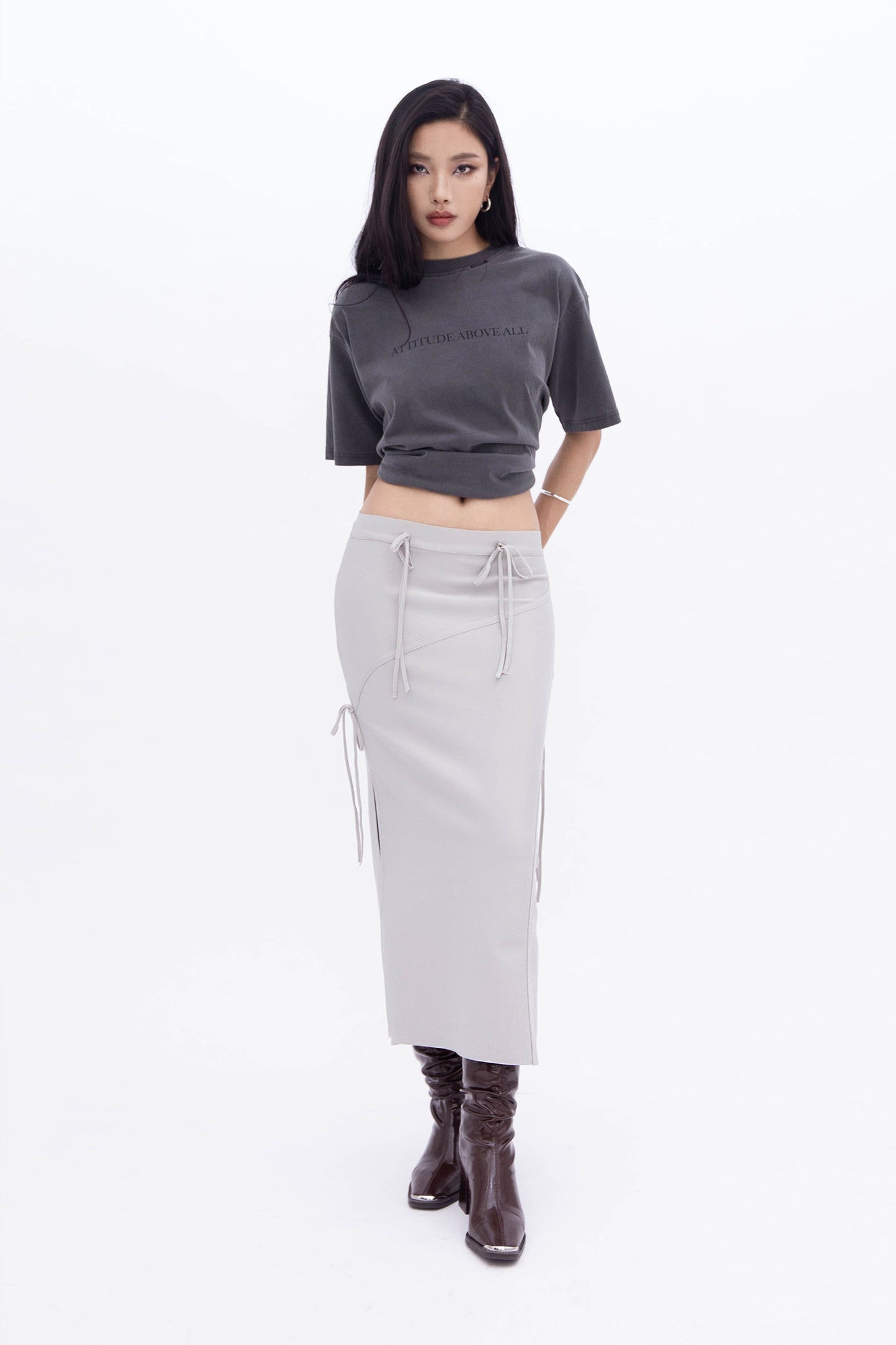 BEA RIBBON SKIRT (PALE GREY)