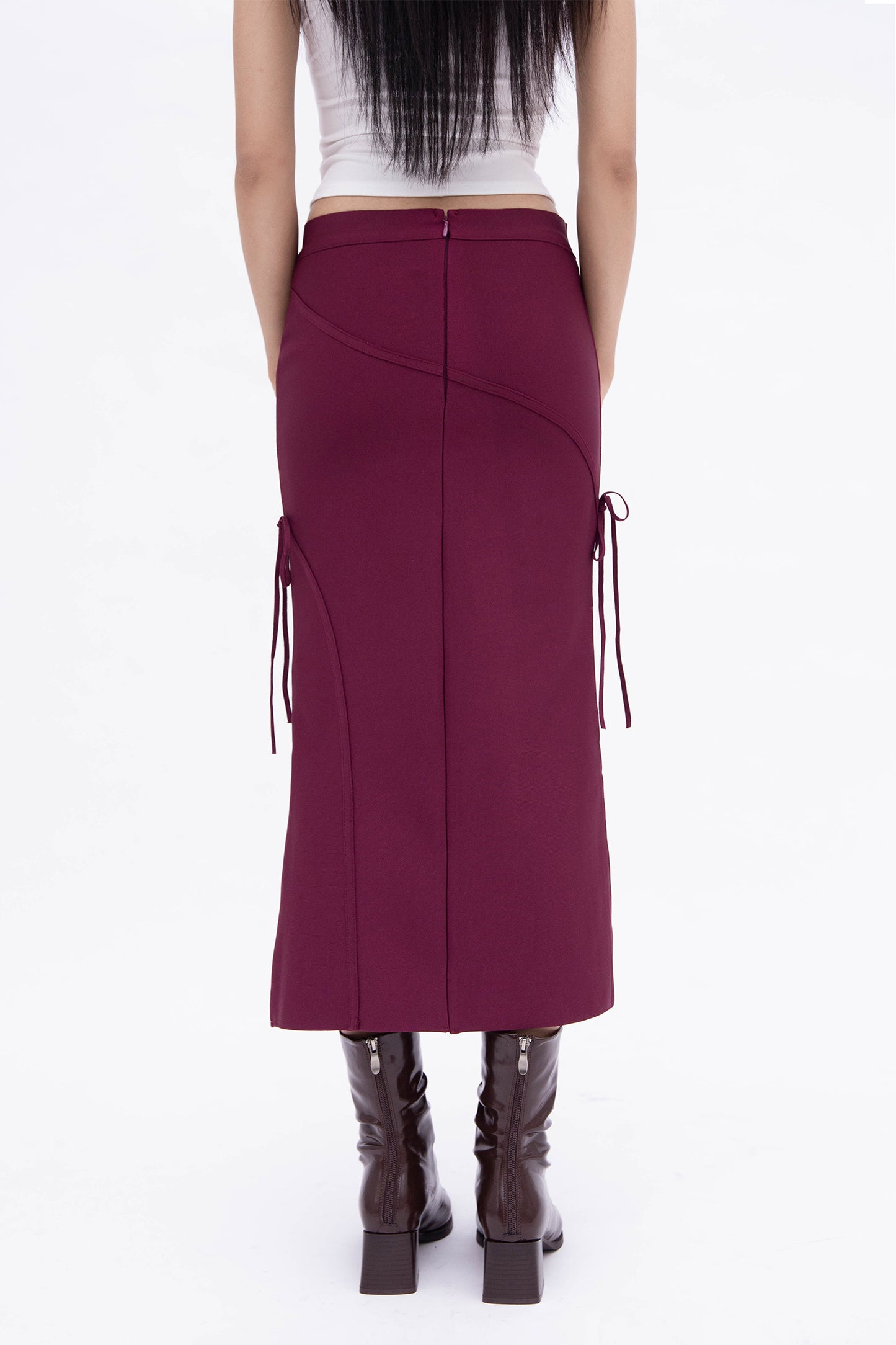 BEA RIBBON SKIRT (WINE)