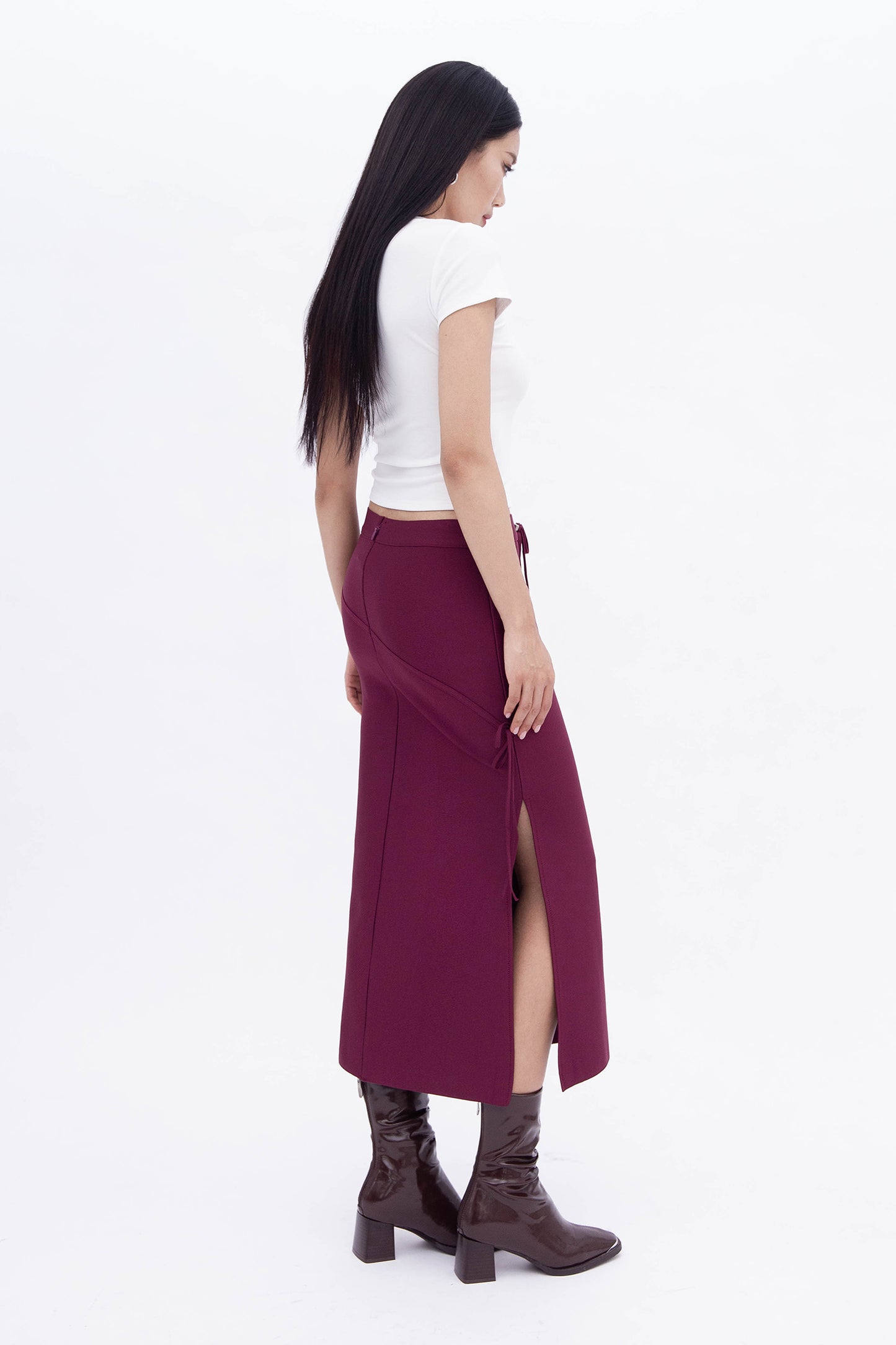 BEA RIBBON SKIRT (WINE)