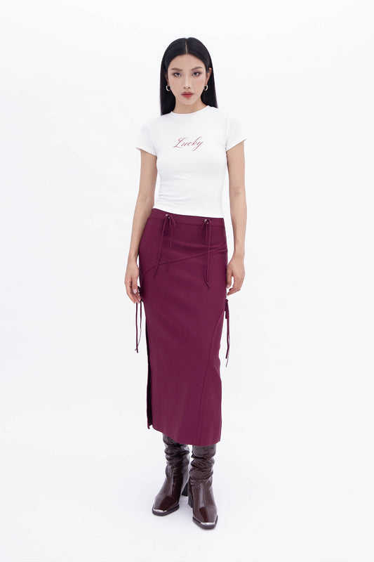 BEA RIBBON SKIRT (WINE)