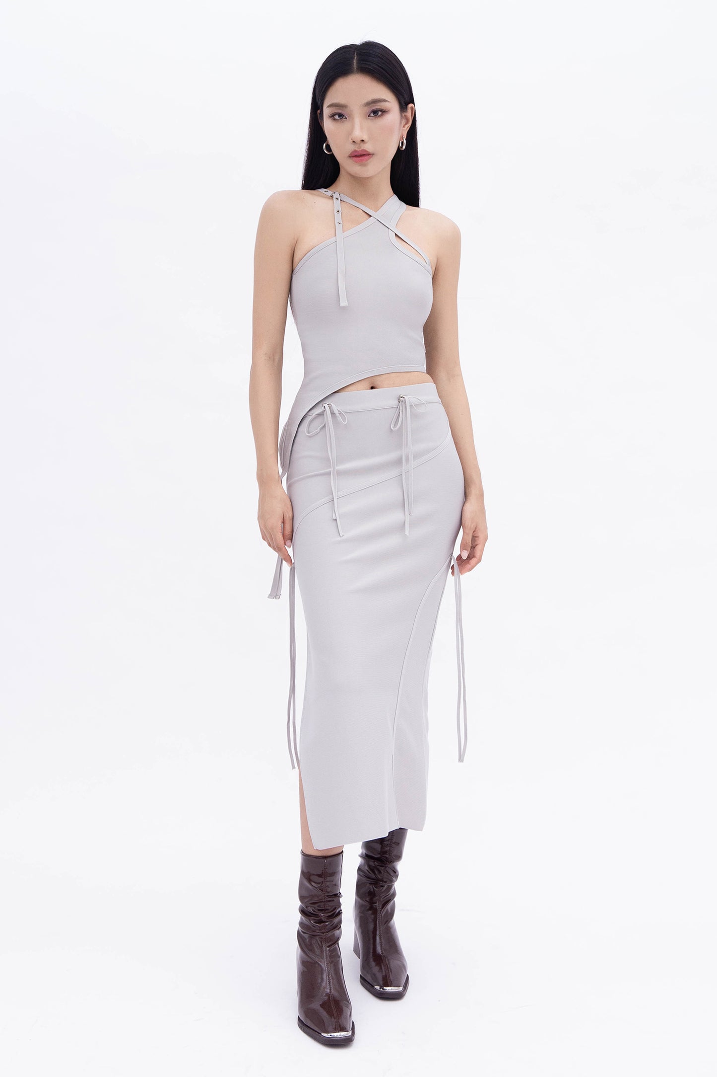 BEA RIBBON SKIRT (PALE GREY)