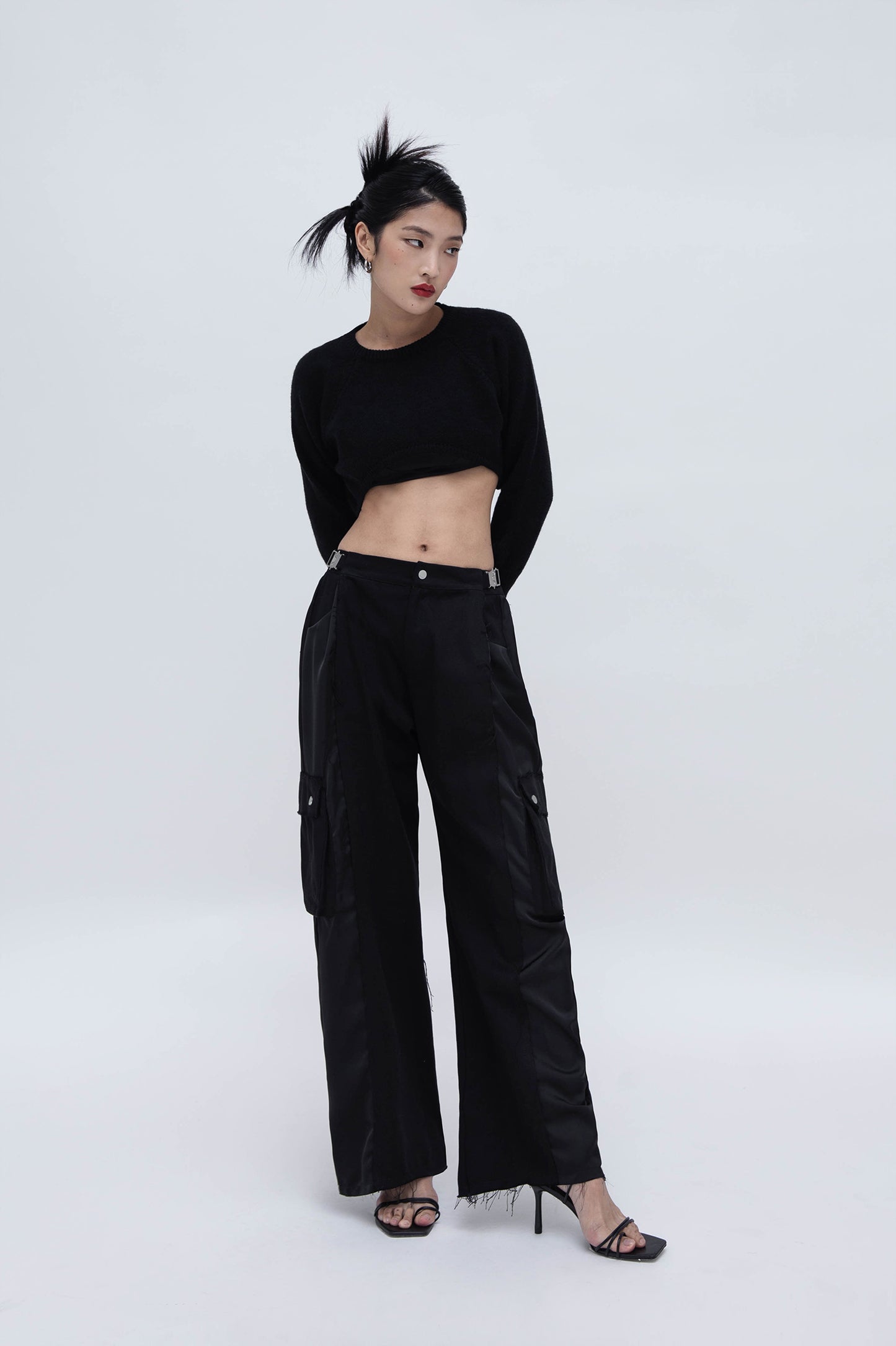 DENIM CARGO PANTS (BLACK)